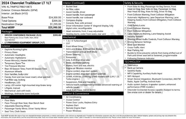 Used 2024 Chevrolet TrailBlazer LT w/ Driver Confidence Package FWD image 25