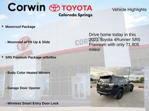 Used 2021 Toyota 4Runner SR5 Premium w/ Moonroof Package RWD image 6