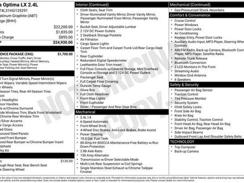 Used 2017 Kia Optima LX w/ Convenience Package image 9