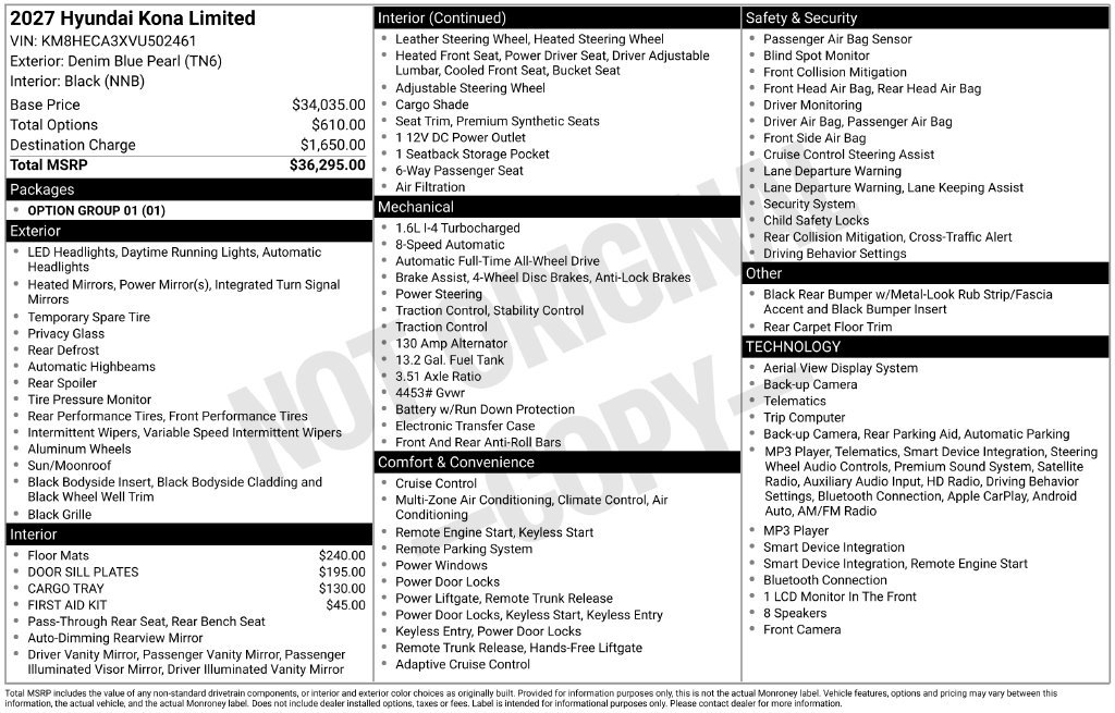 New 2027 Hyundai Kona Limited AWD/4WD image 6