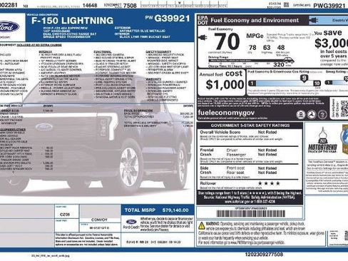 Certified 2023 Ford F150 Lightning Lariat w/ Equipment Group 511A High image 2