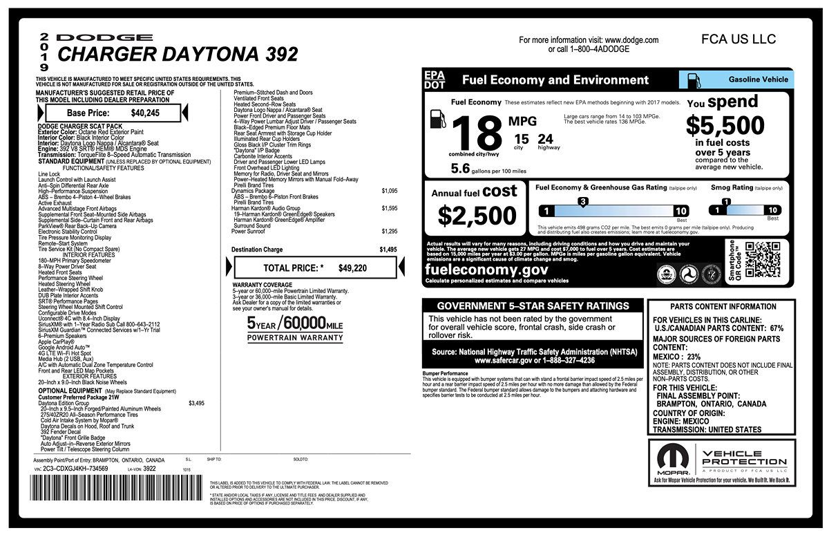 Used 2019 Dodge Charger Scat Pack w/ Daytona Edition Group RWD image 2