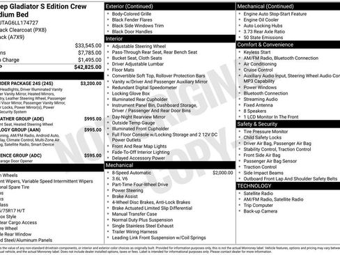 Certified 2020 Jeep Gladiator Sport w/ Quick Order Package 24S AWD/4WD image 40