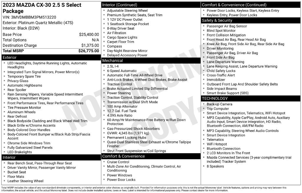 Certified 2023 MAZDA CX-30 AWD 2.5 S w/ Select Package image 9