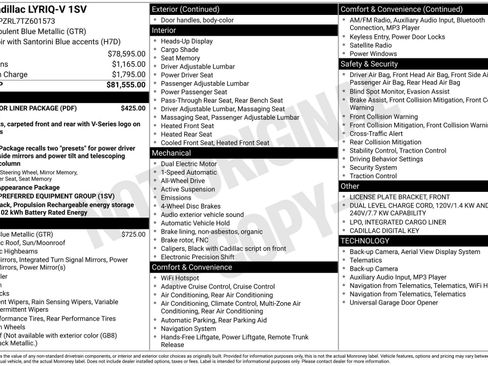 New 2026 Cadillac Lyriq V w/ LPO, Floor Liner Package AWD/4WD image 36