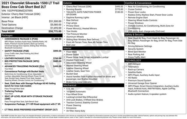 Used 2021 Chevrolet Silverado 1500 LT Trail Boss w/ Convenience Package II AWD/4WD image 6