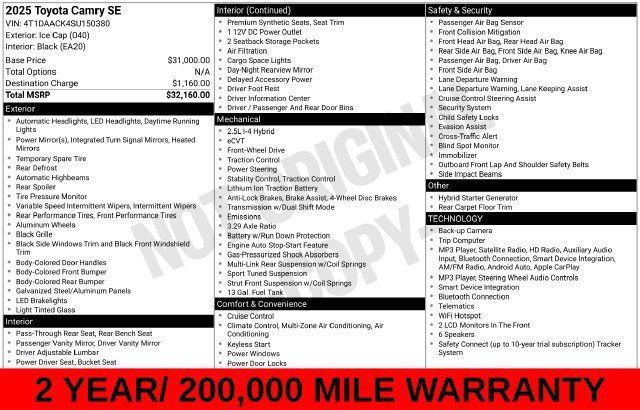 Used 2025 Toyota Camry SE FWD image 21