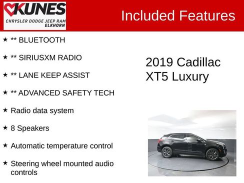 Used 2019 Cadillac XT5 Luxury w/ LPO, Black Ice Package AWD/4WD image 3