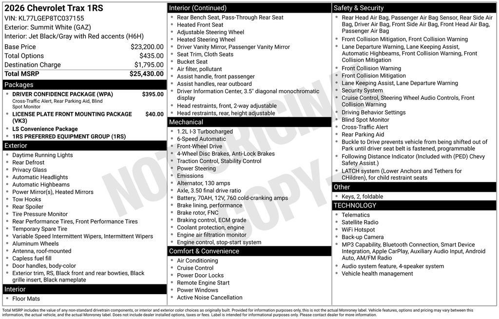 Certified 2026 Chevrolet Trax RS w/ Driver Confidence Package FWD image 31