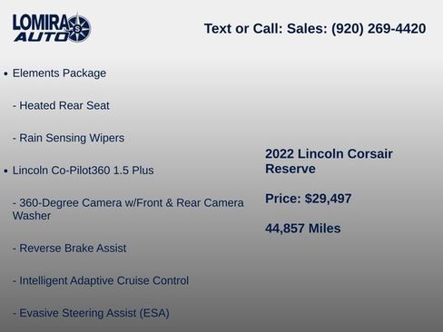Used 2022 Lincoln Corsair Reserve w/ Equipment Group 201A AWD/4WD image 7