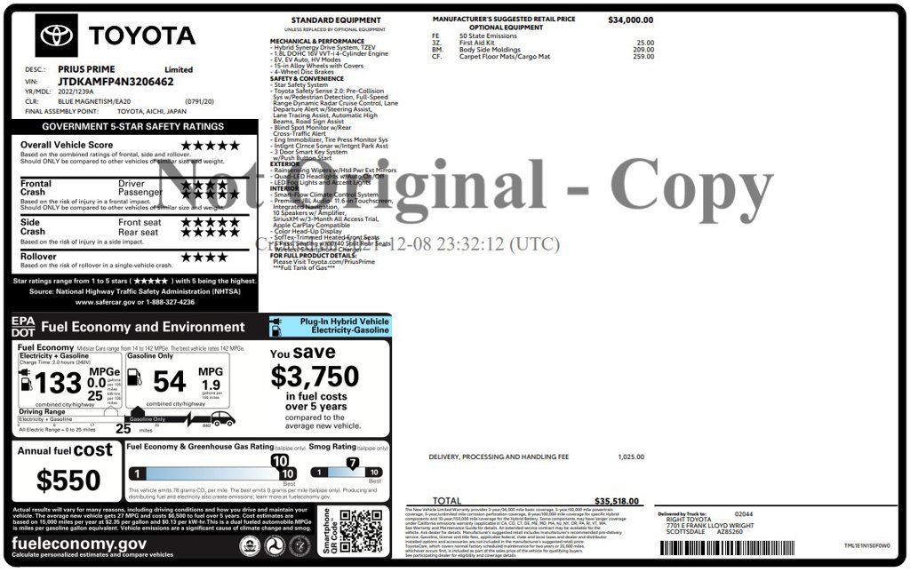 Used 2022 Toyota Prius Prime Limited FWD image 3