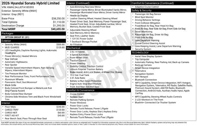 New 2026 Hyundai Sonata Limited FWD image 5