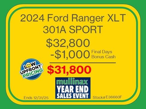 Certified 2024 Ford Ranger XLT w/ Equipment Group 301A High image 3
