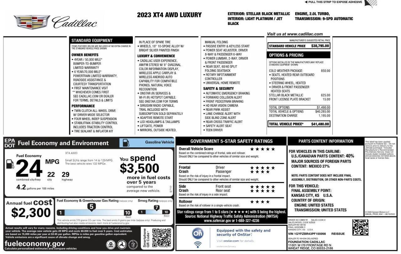 Used 2023 Cadillac XT4 Luxury w/ Cold Weather Package AWD/4WD image 7