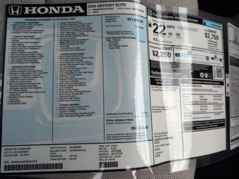 New 2026 Honda Odyssey Elite image 16