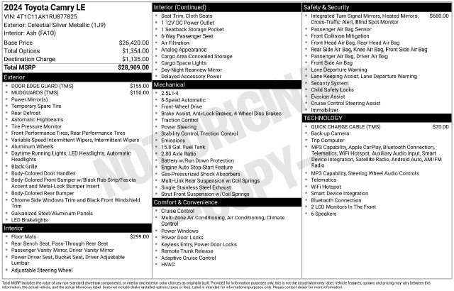 Certified 2024 Toyota Camry LE FWD image 34