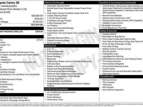 Used 2021 Toyota Camry SE w/ Carpet Mat Package (TMS) FWD image 16