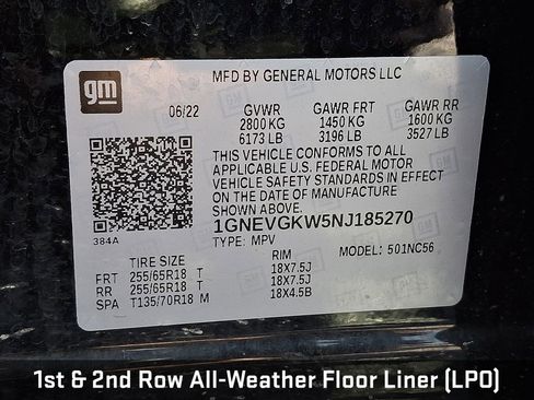 Used 2022 Chevrolet Traverse LT w/ LPO, Floor Liner Package AWD/4WD image 21