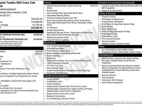 Used 2022 Toyota Tundra SR5 w/ TRD Sport Premium Package AWD/4WD image 6
