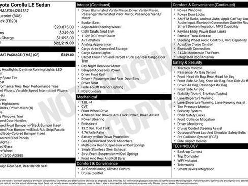 Certified 2022 Toyota Corolla LE w/ Carpet Mat Package (TMS) FWD image 26