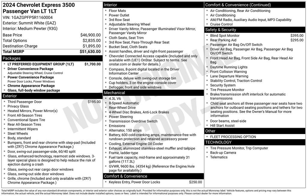 Used 2024 Chevrolet Express 3500 LT w/ LT Preferred Equipment Group RWD image 11