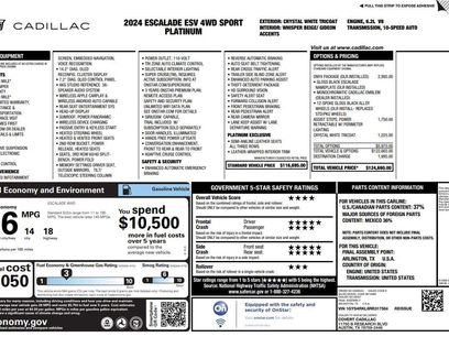 Certified 2024 Cadillac Escalade ESV Sport Platinum w/ LPO, ONYX Package