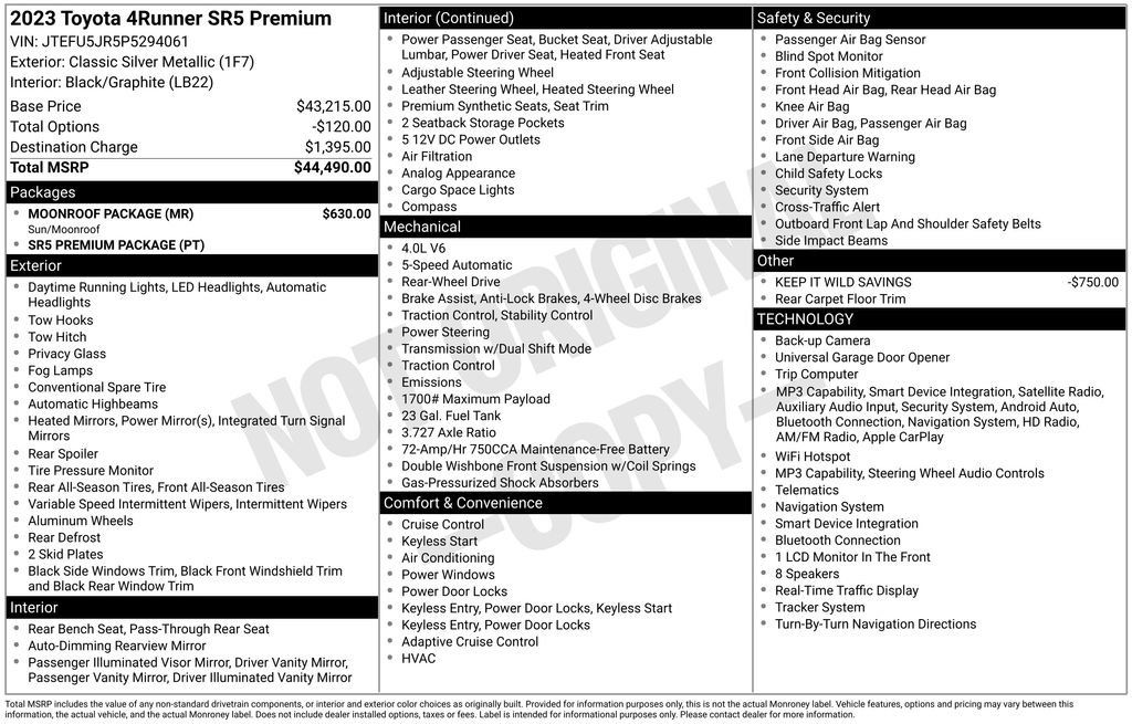 Used 2023 Toyota 4Runner SR5 Premium w/ Moonroof Package RWD image 36