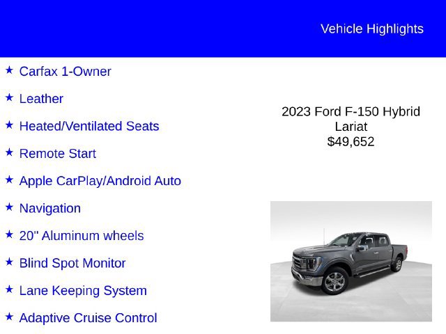 Certified 2023 Ford F150 Lariat w/ Equipment Group 502A High AWD/4WD image 2