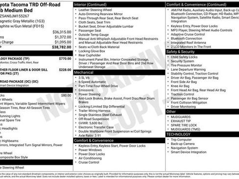 Used 2018 Toyota Tacoma TRD Off-Road w/ Technology Package image 13