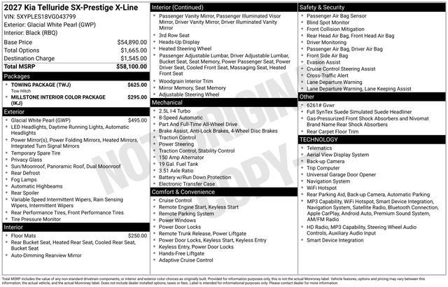 New 2027 Kia Telluride SX Prestige X-Line w/ Towing Package AWD/4WD image 4
