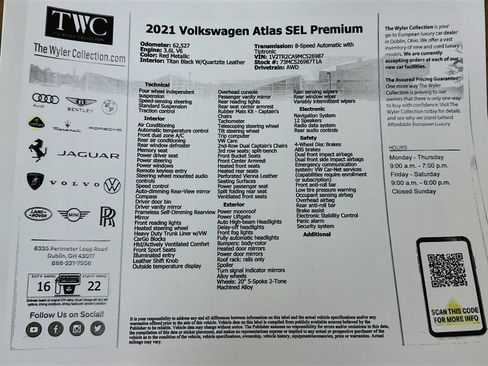 Used 2021 Volkswagen Atlas SEL Premium AWD/4WD image 49