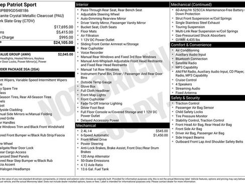 Used 2016 Jeep Patriot Sport w/ Power Value Group FWD image 2