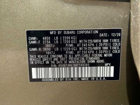 Certified 2021 Subaru Outback Limited AWD/4WD image 32