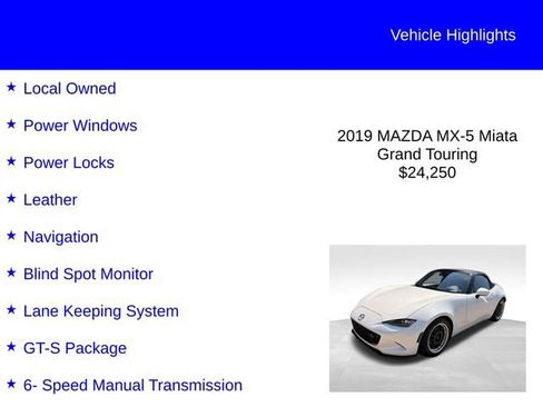 Used 2019 MAZDA MX-5 Miata Grand Touring w/ GT-S Package RWD image 2
