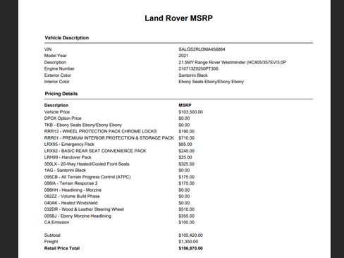 Used 2021 Land Rover Range Rover Westminster Edition AWD/4WD image 3