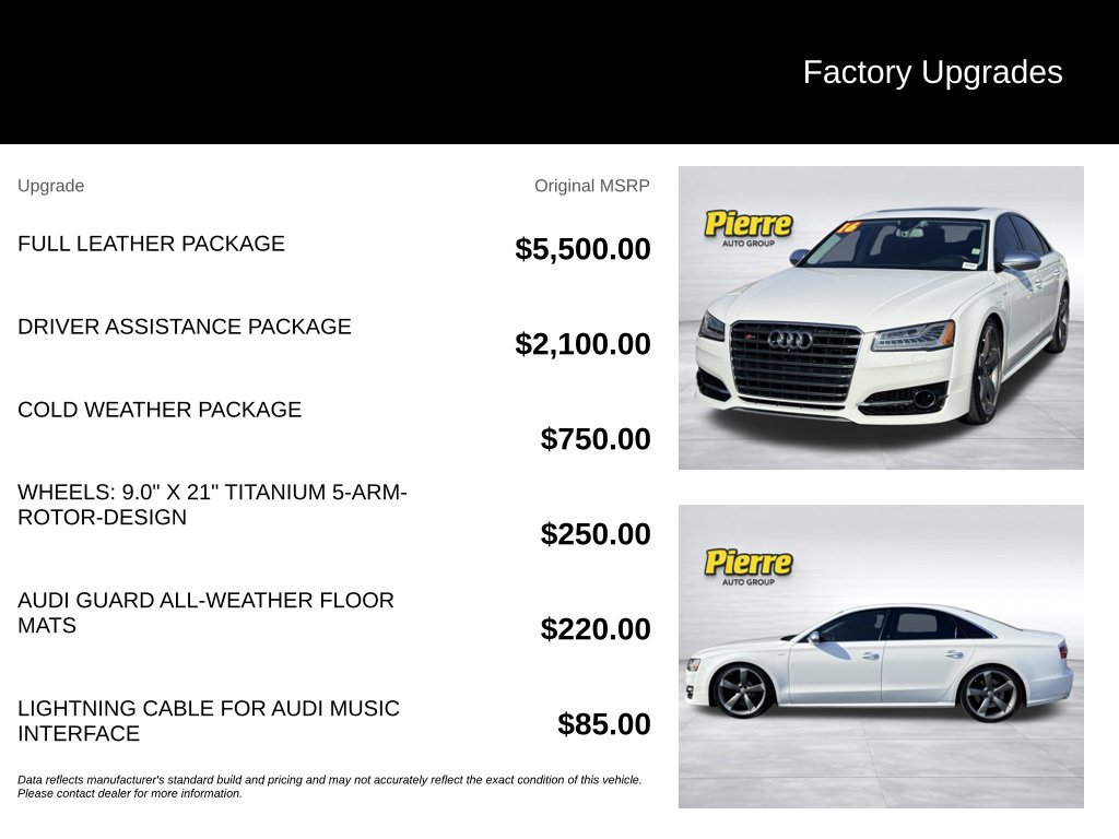 Used 2016 Audi S8 w/ Full Leather Package AWD/4WD image 13