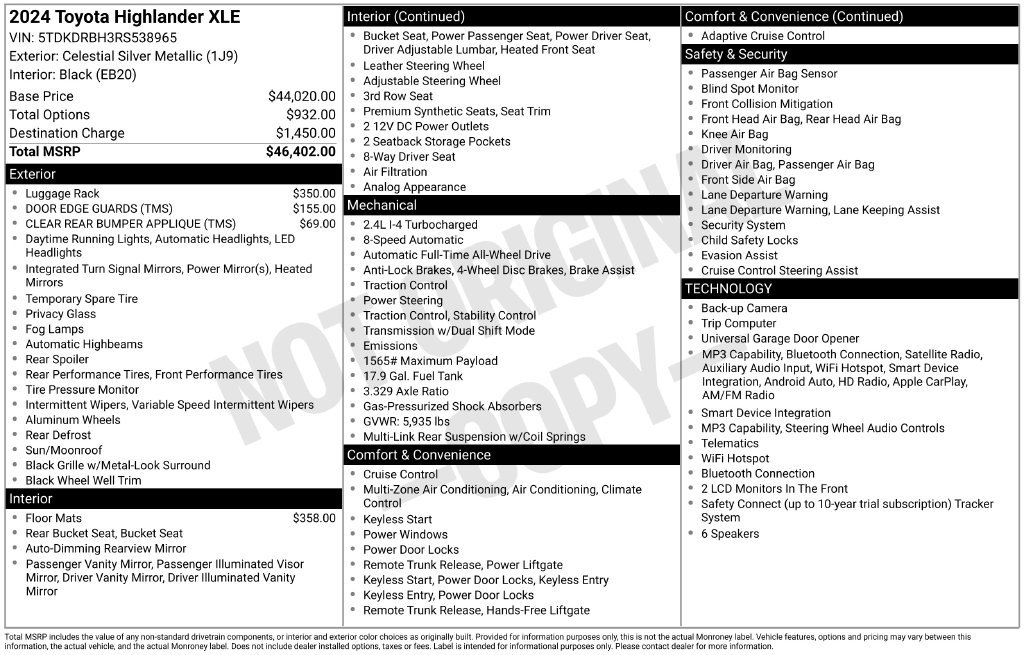Used 2024 Toyota Highlander XLE AWD/4WD image 12