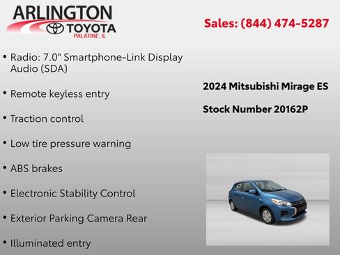 Used 2024 Mitsubishi Mirage ES FWD image 2
