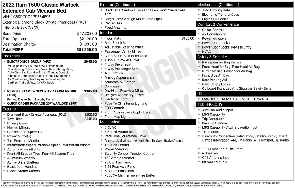 Used 2023 RAM 1500 Warlock w/ Electronics Group AWD/4WD image 2