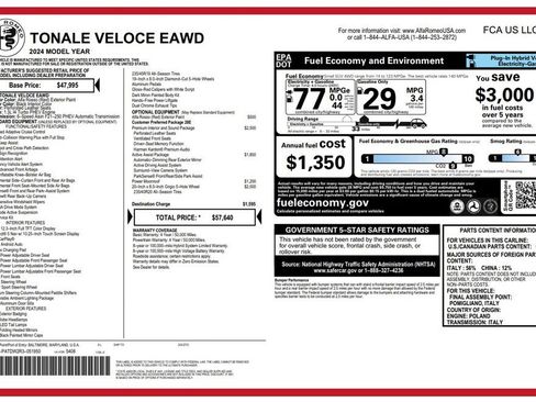 Used 2024 Alfa Romeo Tonale Veloce AWD/4WD image 3