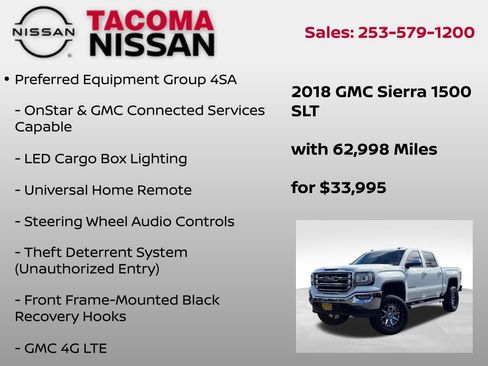 Used 2018 GMC Sierra 1500 SLT w/ SLT Premium Package AWD/4WD image 31