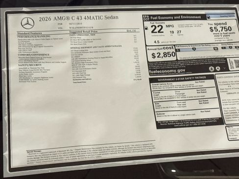 New 2026 Mercedes-Benz C 43 AMG 4MATIC Sedan image 28