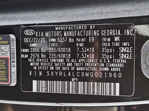 Used 2021 Kia Sorento S w/ Panoramic Sunroof Package FWD image 29