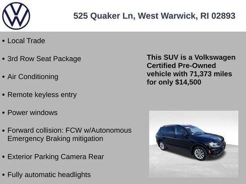 Certified 2020 Volkswagen Tiguan S w/ 3rd Row Seat Package image 7