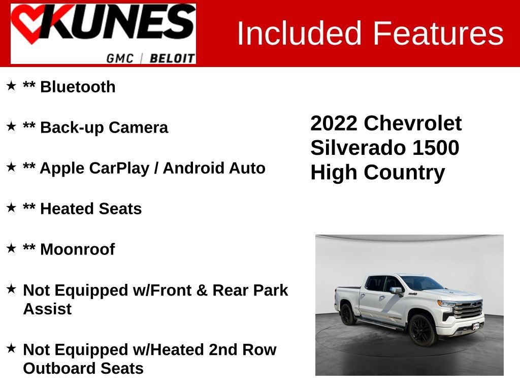 Used 2022 Chevrolet Silverado 1500 High Country w/ High Country Premium Package AWD/4WD image 2