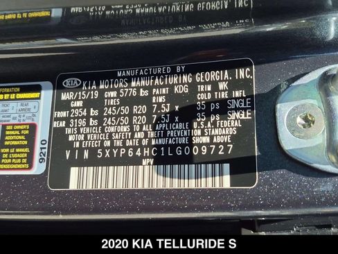 Used 2020 Kia Telluride S w/ S 8 Passenger Seating Package FWD image 25
