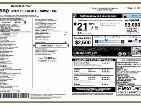 New 2025 Jeep Grand Cherokee L Summit w/ Obsidian Package image 2