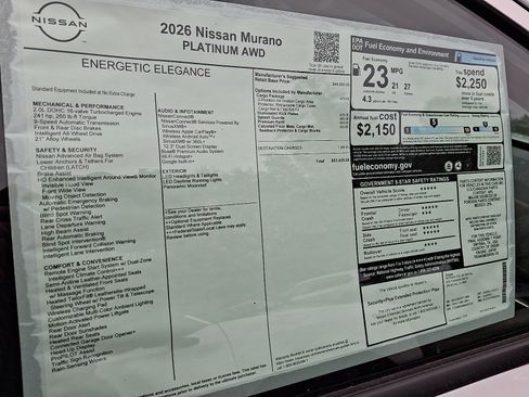 New 2026 Nissan Murano Platinum w/ Cargo Package AWD/4WD image 6