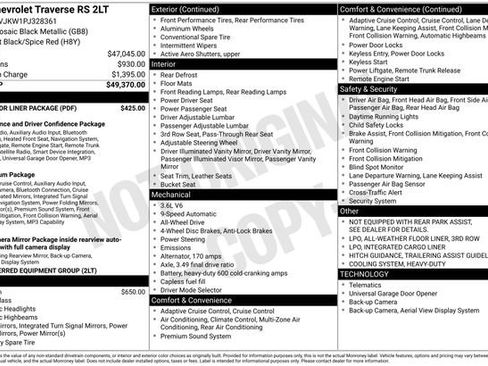 Used 2023 Chevrolet Traverse RS w/ LPO, Floor Liner Package AWD/4WD image 2