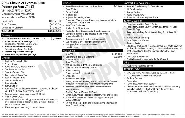 Used 2025 Chevrolet Express 3500 LT w/ LT Preferred Equipment Group RWD image 12